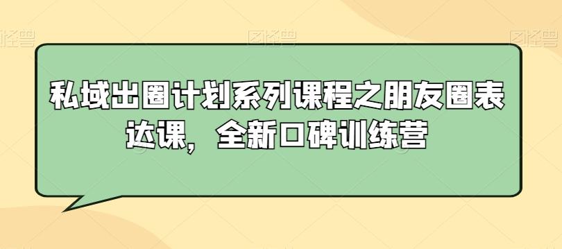 私域出圈计划系列课程之朋友圈表达课，全新口碑训练营-皮皮网创