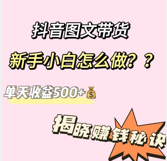 抖音图文带货，新手小白怎么做？单天收益500+【揭秘赚钱秘诀】-皮皮网创