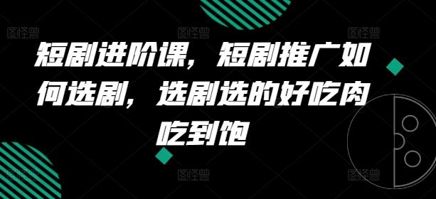 短剧进阶课，短剧推广如何选剧，选剧选的好吃肉吃到饱-皮皮网创