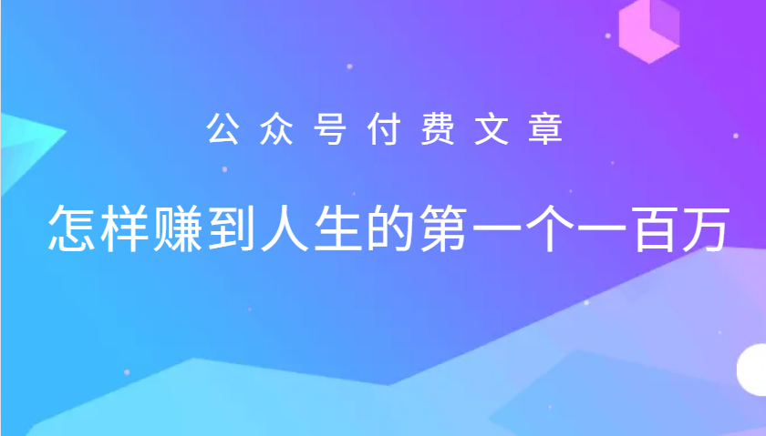 某公众号付费文章：怎么样才能赚到人生的第一个一百万-皮皮网创
