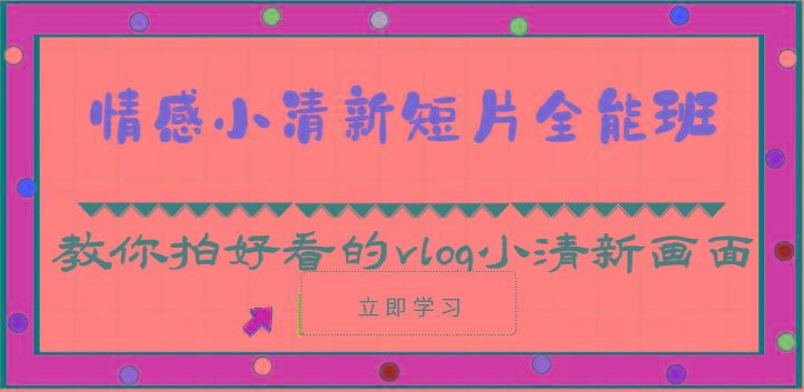 情感小清新短片全能班-教你拍好看的vlog小清新画面(30节课)-皮皮网创
