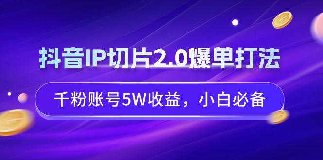 抖音IP切片2.0爆单打法，千粉账号5W收益，小白必备-皮皮网创