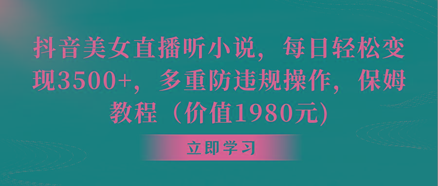 抖音美女直播听小说，每日轻松变现3500+，多重防违规操作，保姆教程(价…-皮皮网创