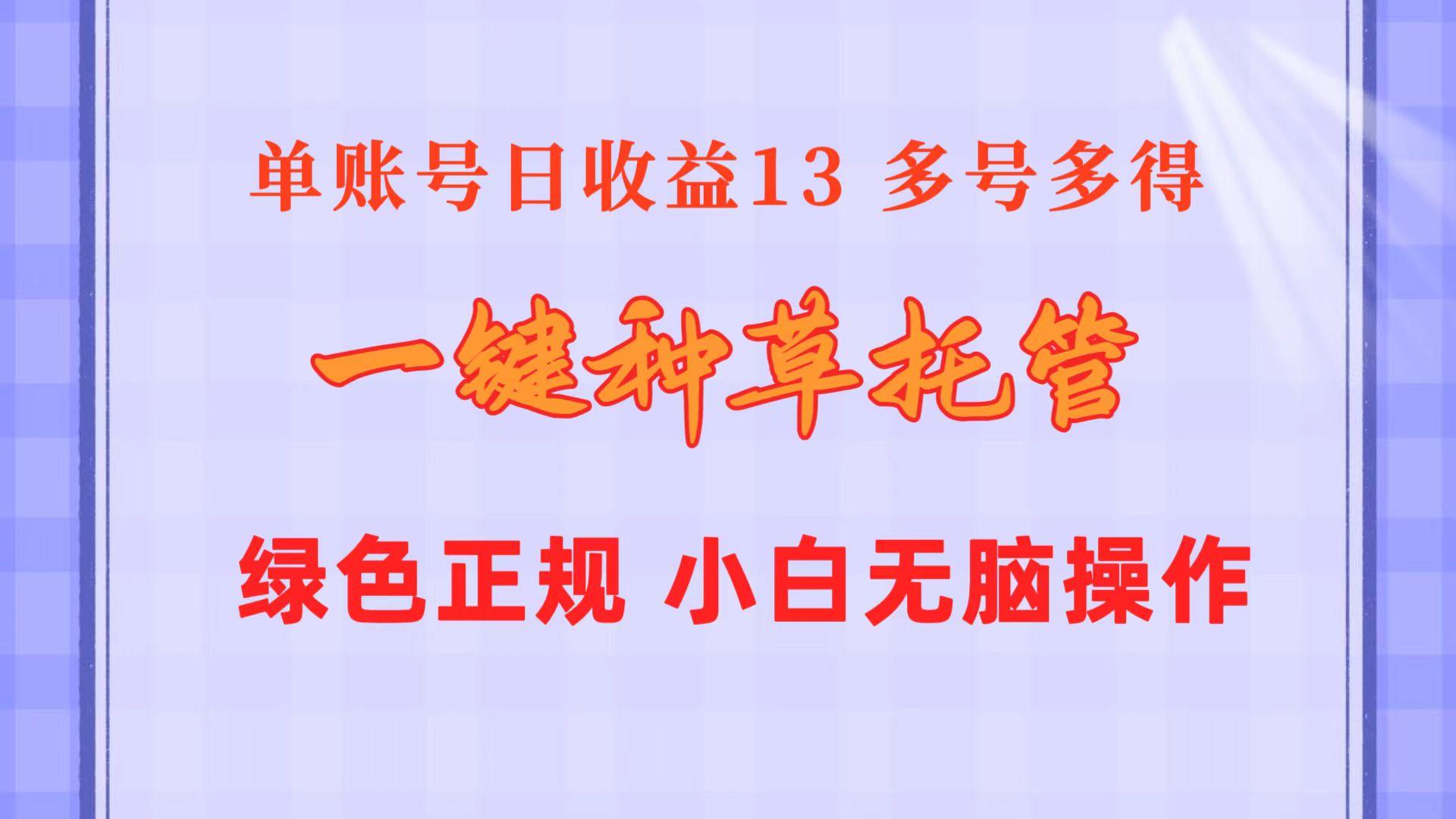 一键种草托管 单账号日收益13元  10个账号一天130  绿色稳定 可无限推广-皮皮网创