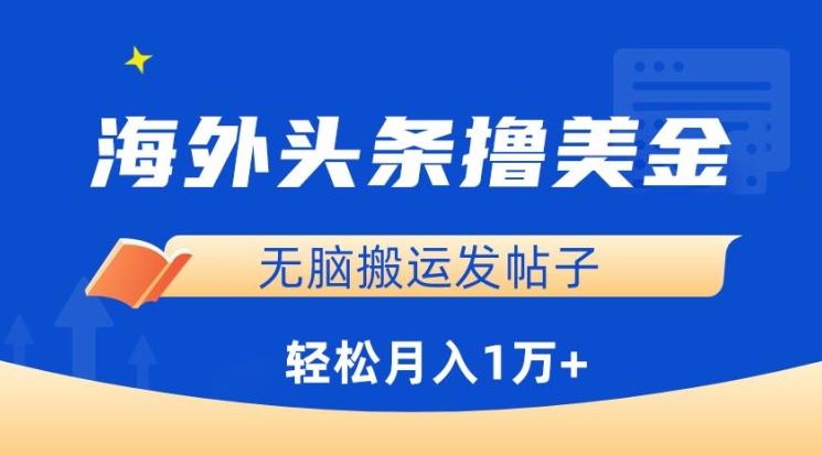 海外头条撸美金，无脑搬运发帖子，月入1万+，小白轻松掌握【揭秘】-皮皮网创