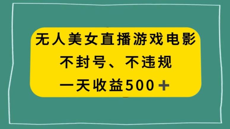 美女无人直播游戏电影，不违规不封号，日入500+-皮皮网创