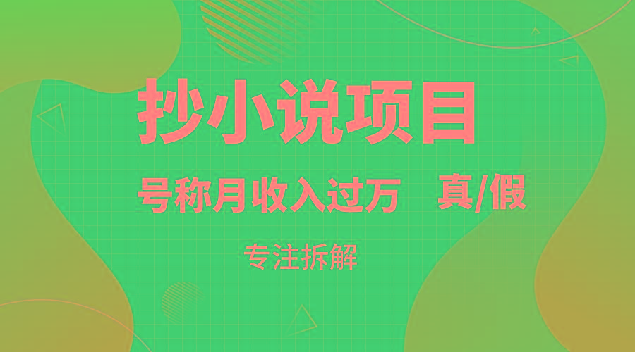 抄小说项目，号称月入过万，到底是否真实，能不能做，详细拆解-皮皮网创