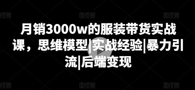 月销3000w的服装带货实战课，思维模型|实战经验|暴力引流|后端变现-皮皮网创
