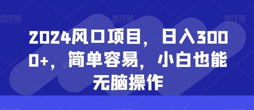 2024风口项目，日入3000+，简单容易，小白也能无脑操作-皮皮网创
