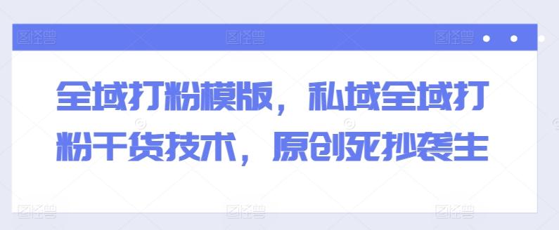 全域打粉模版，私域全域打粉干货技术，原创死抄袭生-皮皮网创