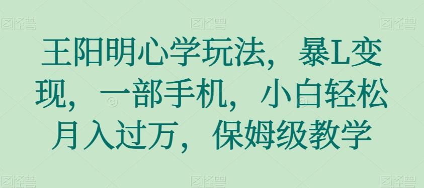 王阳明心学玩法，暴L变现，一部手机，小白轻松月入过万，保姆级教学【揭秘】-皮皮网创