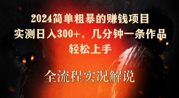 2024简单粗暴的赚钱项目，实测日入300+，几分钟一条作品，轻松上手【揭秘】-皮皮网创