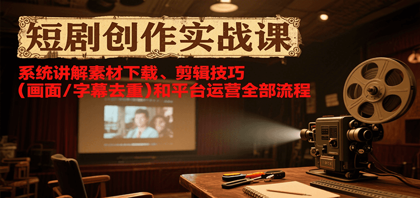 图片[1]-短剧创作实战课，系统讲解素材下载、剪辑技巧(画面/字幕去重)和平台运营全部流程-皮皮网创
