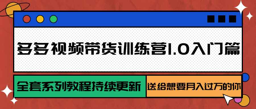 图片[1]-多多视频带货训练营1.0入门篇，全套系列教程持续更新，送给想要月入过万的你-皮皮网创