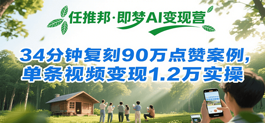 图片[1]-任推邦·即梦AI变现营，34分钟复刻90万点赞案例，单条视频变现1.2万实操-皮皮网创