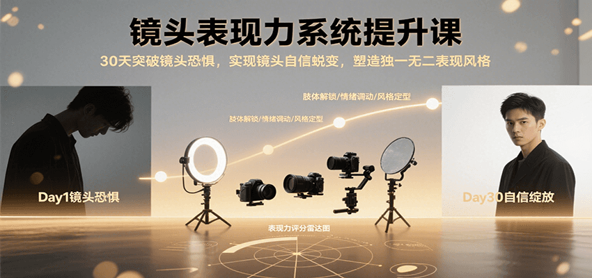 图片[1]-镜头表现力系统提升课，30天突破镜头恐惧实现自信蜕变，塑造独一无二表现风格-皮皮网创