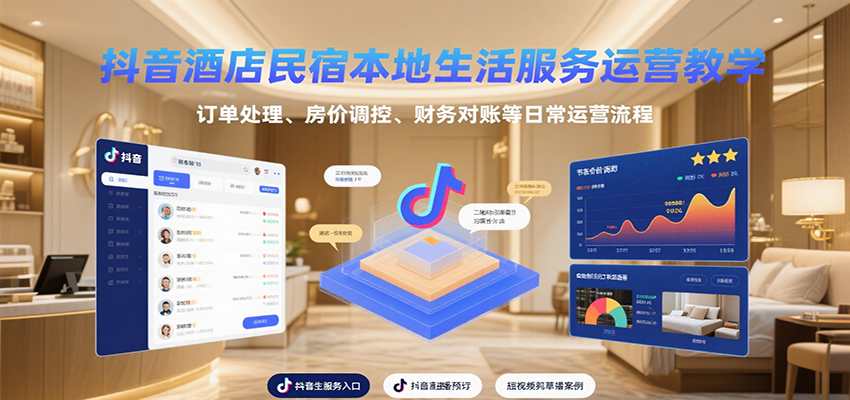 图片[1]-抖音酒店民宿本地生活服务运营教学，订单处理、房价调控、财务对账等日常运营流程-皮皮网创