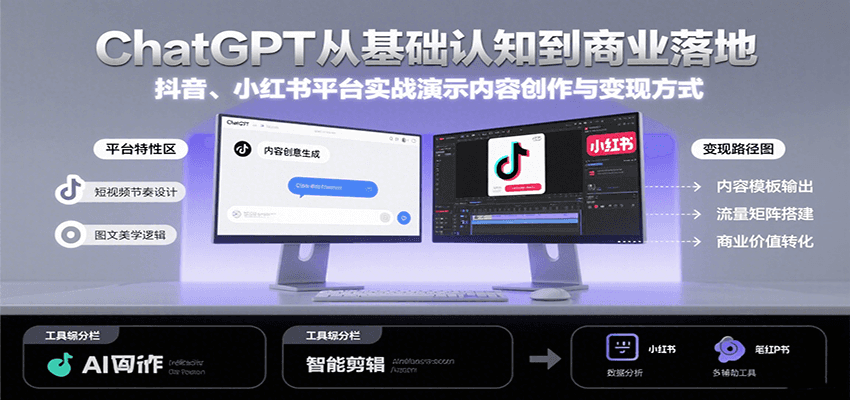 图片[1]-ChatGPT从基础认知到商业落地，实战演示抖音、小红书等平台的内容创作与变现-皮皮网创