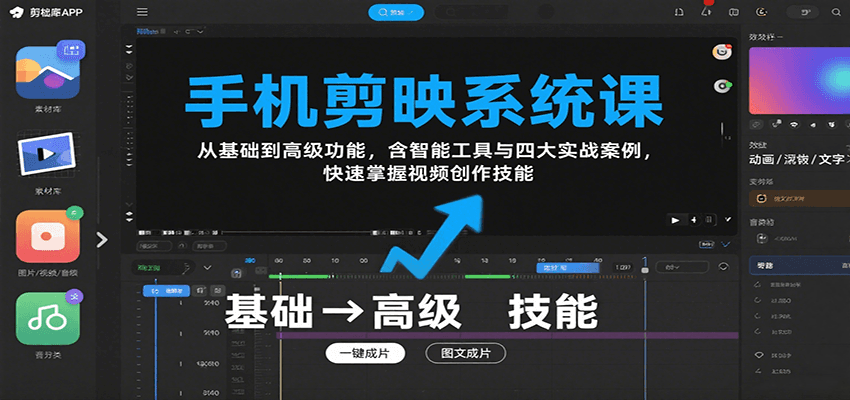 图片[1]-手机剪映系统课，从基础到高级功能，含智能工具与四大实战案例，快速掌握视频创作技能-皮皮网创