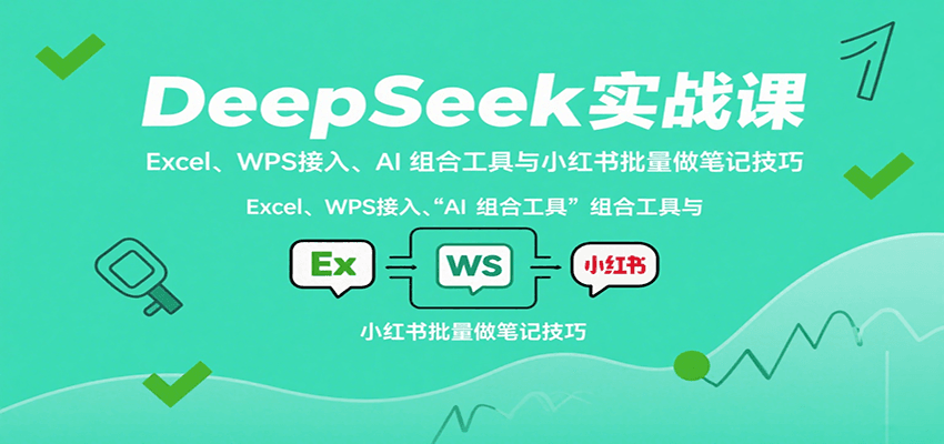 图片[1]-DeepSeek实战课：Excel、WPS接入、AI 组合工具与小红书批量做笔记技巧-皮皮网创