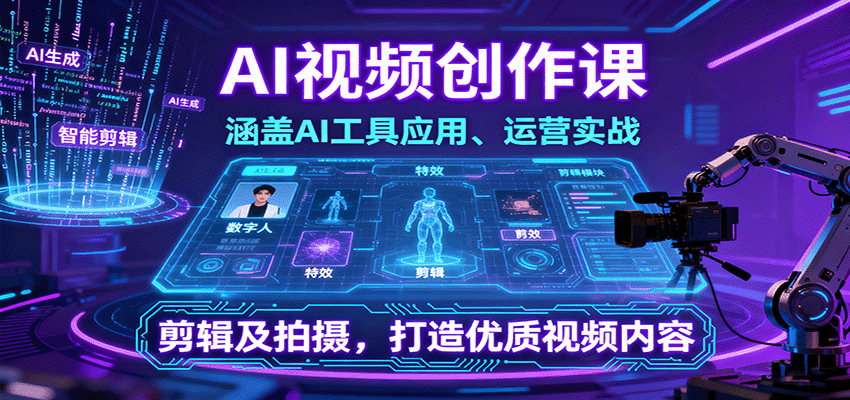 图片[1]-AI视频创作课，涵盖AI工具应用、运营实战、剪辑及拍摄，打造优质视频内容-皮皮网创