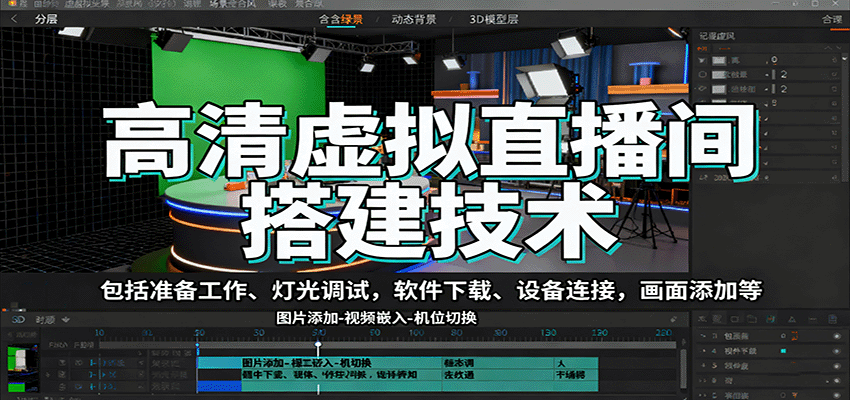 图片[1]-高清虚拟直播间搭建技术，包括准备工作、灯光调试，软件下载、设备连接，画面添加等-皮皮网创