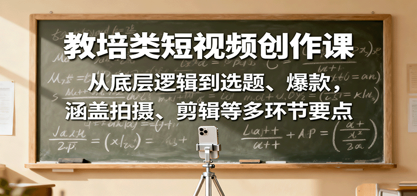 图片[1]-教培类短视频创作课：从底层逻辑到选题、爆款，涵盖拍摄、剪辑等多环节要点-皮皮网创