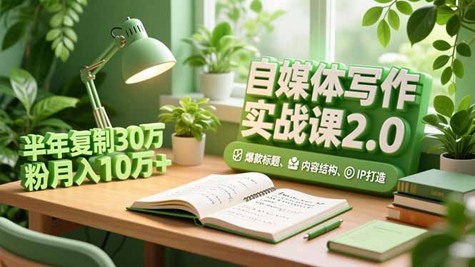 自媒体写作实战课2.0，爆款标题、内容结构、IP打造，半年复制30万粉月入10万+-皮皮网创