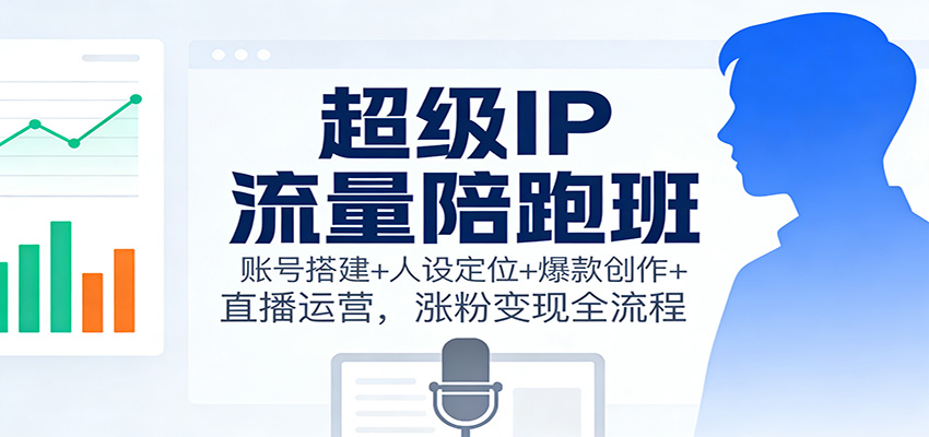 超级IP流量陪跑班:账号搭建+人设定位+爆款创作+直播运营,涨粉变现全流程-皮皮网创