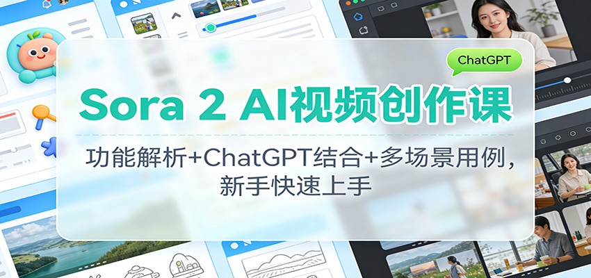 Sora 2 AI视频创作课:功能解析+ChatGPT结合+多场景用例,新手快速上手-皮皮网创