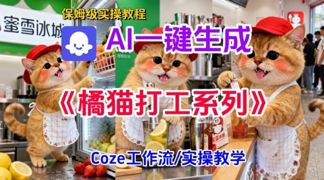 Coze扣子工作流一键生成胖橘猫打工短视频,保姆级实操搭建教学-皮皮网创