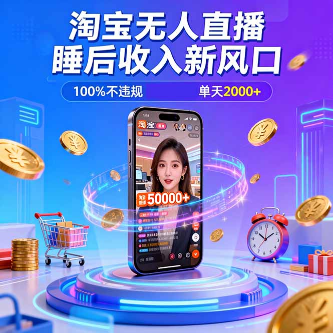 淘宝无人直播,不违规不封号,直播100小时卖了5万,年底旺季!-皮皮网创