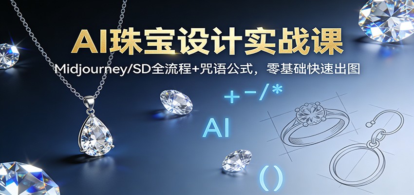 AI珠宝设计实战课:Midjourney/SD全流程+咒语公式,零基础快速出图-皮皮网创