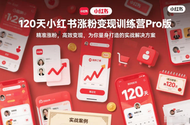 120天小红书涨粉变现训练营Pro版,精准涨粉,高效变现,为你量身打造的实战解决方案-皮皮网创