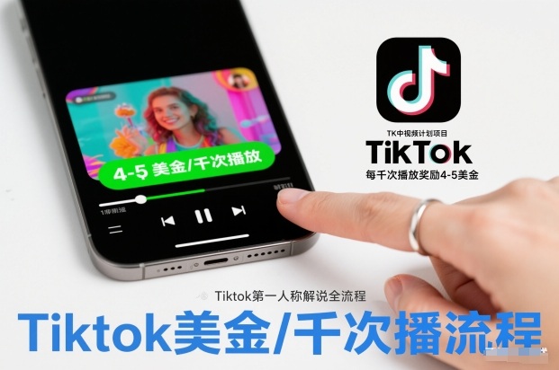 TK中视频计划项目,Tiktok第一人称解说流程,每干次播放奖励4-5美金-皮皮网创