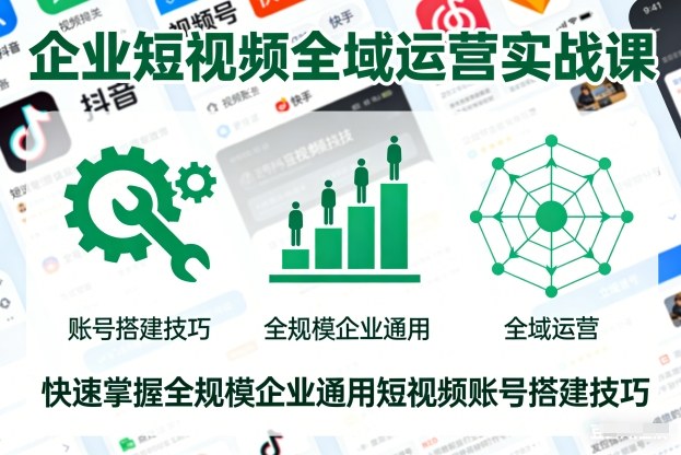 企业短视频全域运营实战课,快速掌握全规模企业通用短视频账号搭建技巧-皮皮网创