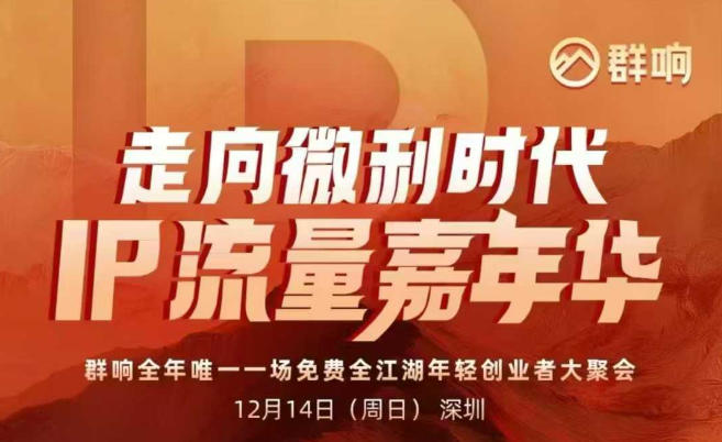 2025ip嘉年华万人12月14深圳线下课，走向微利时代，IP流量嘉年华，实操性极强的商业干货课-皮皮网创