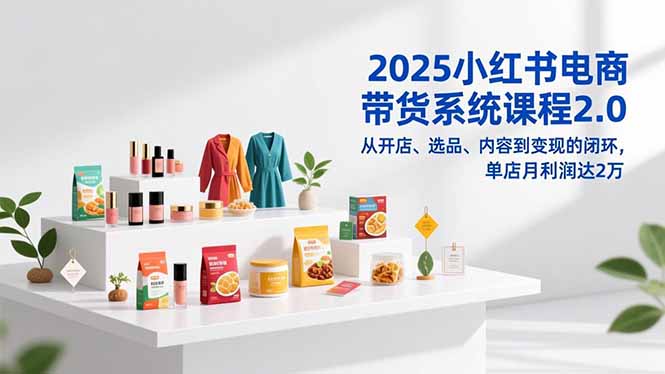 2025小红书电商带货系统课程2.0，从开店、选品、内容到变现的闭环，单店月利润达2万-皮皮网创