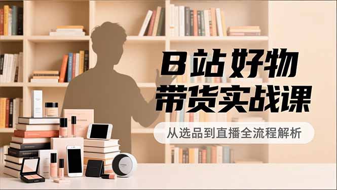 B站好物带货实战课，账号定位、选品拍摄、运营变现，全流程教学，实现UP主月入过万-皮皮网创