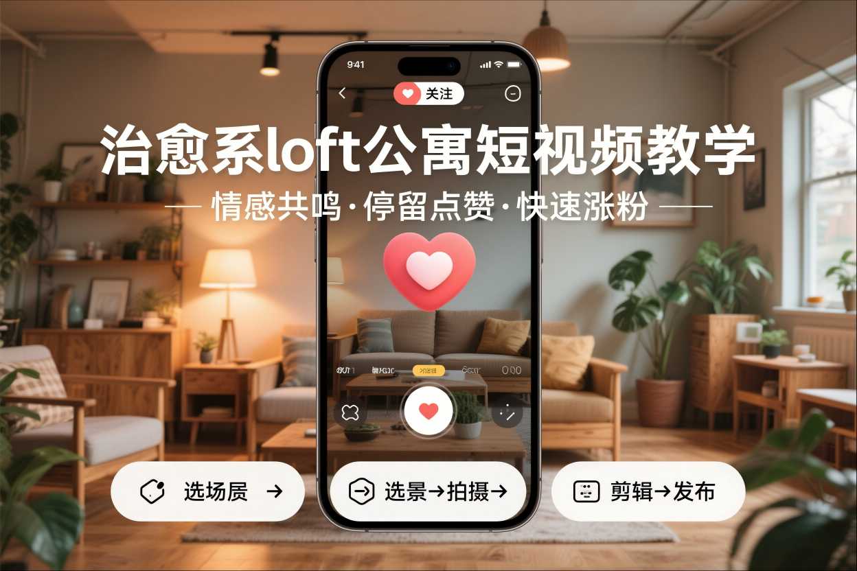 治愈系loft公寓短视频制作教学，情感共鸣引停留点赞关注，快速起号涨粉-皮皮网创