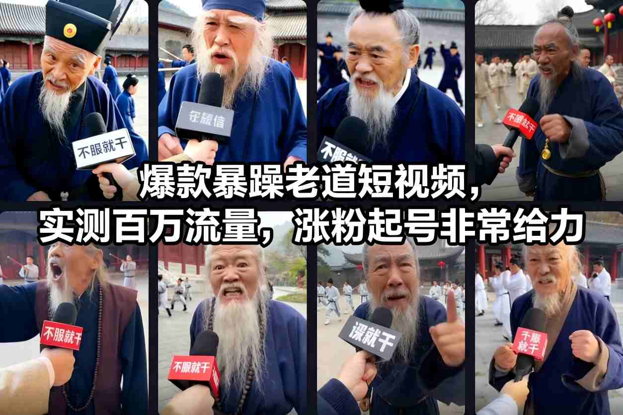 爆款暴躁老道短视频，实测百万流量，涨粉起号非常给力-皮皮网创