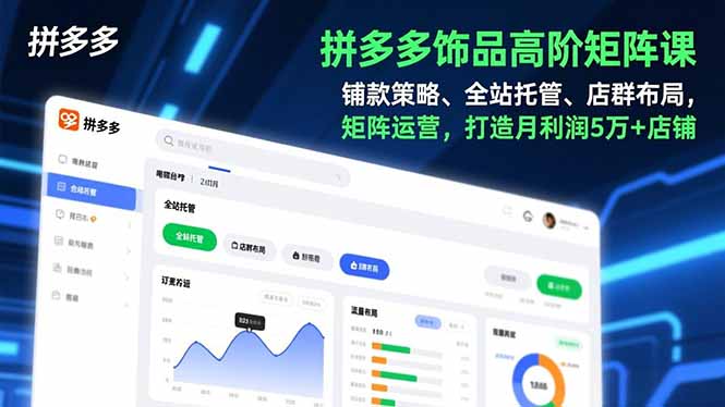 拼多多饰品高阶矩阵课，铺款策略、全站托管、店群布局，矩阵运营，打造月利润5万+店铺-皮皮网创