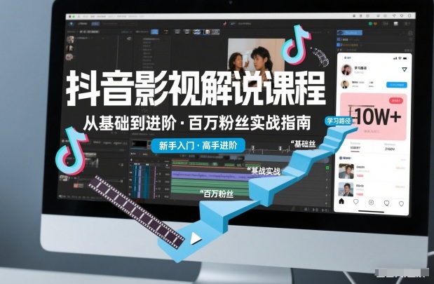 抖音百万粉丝影视解说课程，基础到进阶课，适合新手和进阶学习-皮皮网创