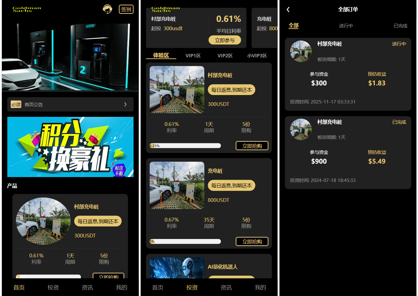 Fidelity充电桩投资理财系统源码-前端uniapp纯源码+后端PHP-皮皮网创