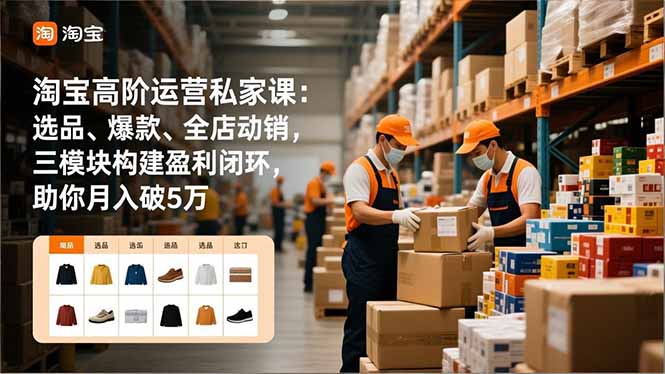 淘宝高阶运营私家课:选品、爆款、全店动销,三模块构建盈利闭环,助你月入破5万(更新12月-皮皮网创