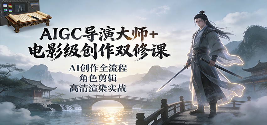 AIGC导演大师+电影级创作双修课：AI创作全流程、角色剪辑、高清渲染实战-皮皮网创