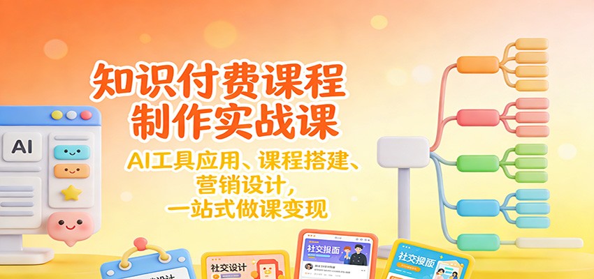 知识付费课程制作实战课：AI工具应用 、课程搭建、营销设计，一站式做课变现-皮皮网创
