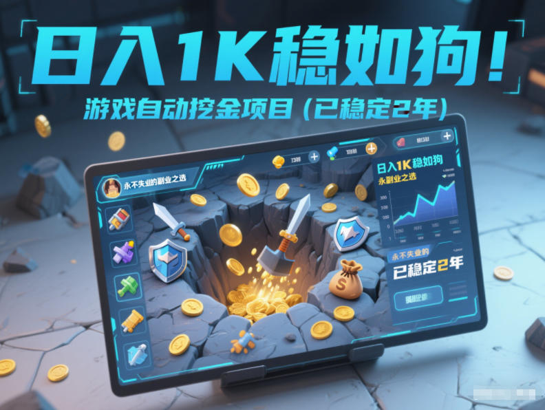 日入1K稳如狗！游戏自动挖金项目(已稳定2年)，永不失业的副业之选【揭秘】-皮皮网创