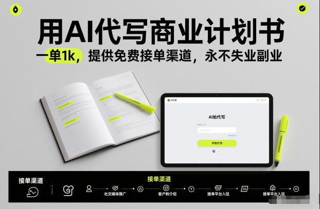 用AI代写商业计划书，一单1k，提供免费接单渠道，永不失业副业-皮皮网创