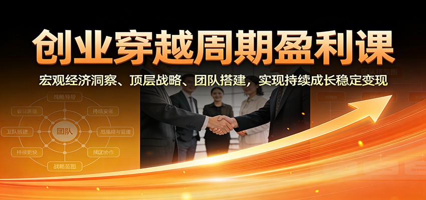 创业穿越周期盈利课:宏观经济洞察、顶层战略、团队搭建,实现持续成长稳定变现-皮皮网创